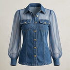 Blusa elegante con efecto vaquero