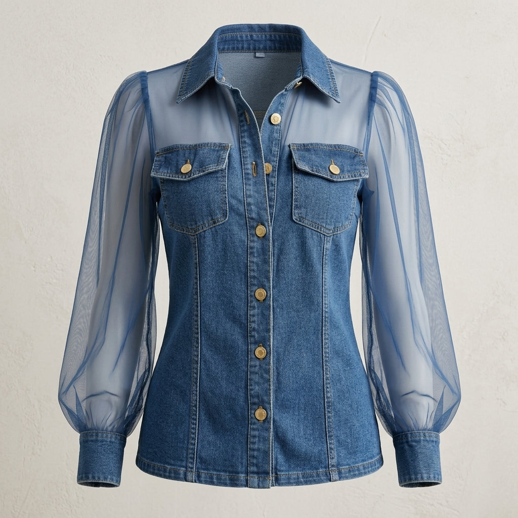 Blusa elegante con efecto vaquero