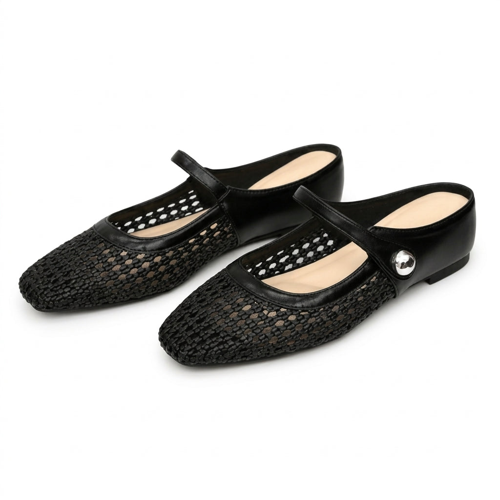 ZARA ™ ┃ Zuecos en Tejido Trenzado con Punta Cuadrada