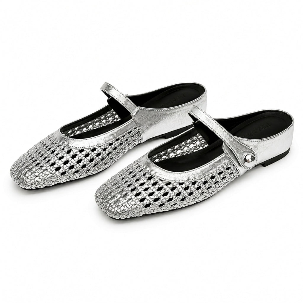 ZARA ™ ┃ Zuecos en Tejido Trenzado con Punta Cuadrada