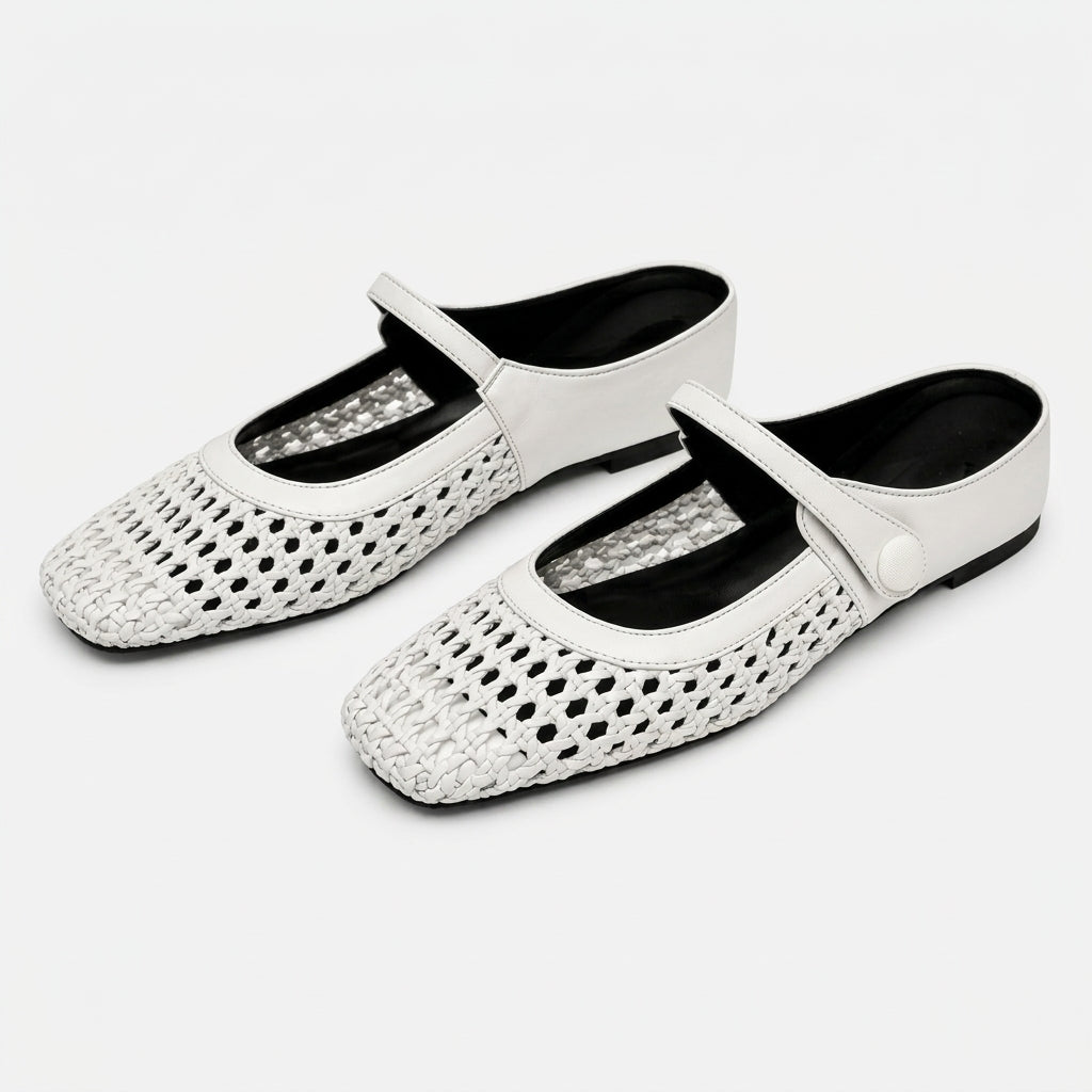 ZARA ™ ┃ Zuecos en Tejido Trenzado con Punta Cuadrada