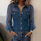 Blusa elegante con efecto vaquero