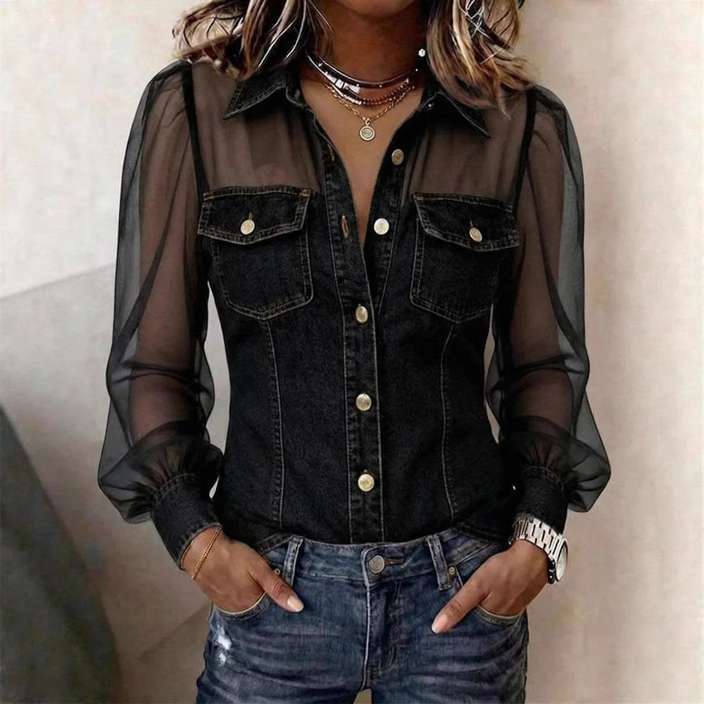 Blusa elegante con efecto vaquero