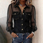 Blusa elegante con efecto vaquero
