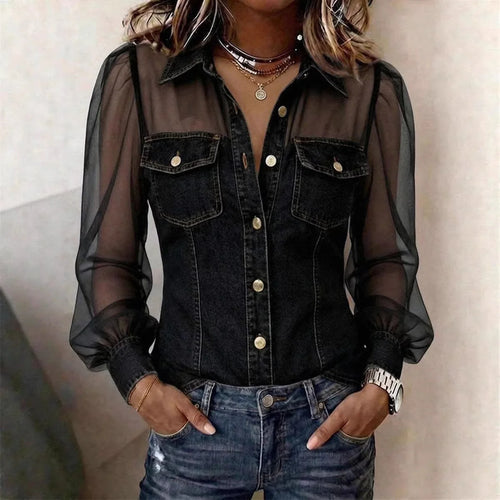 Blusa elegante con efecto vaquero