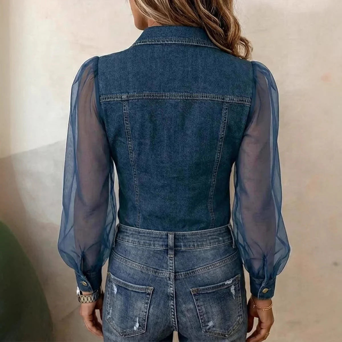 Blusa elegante con efecto vaquero