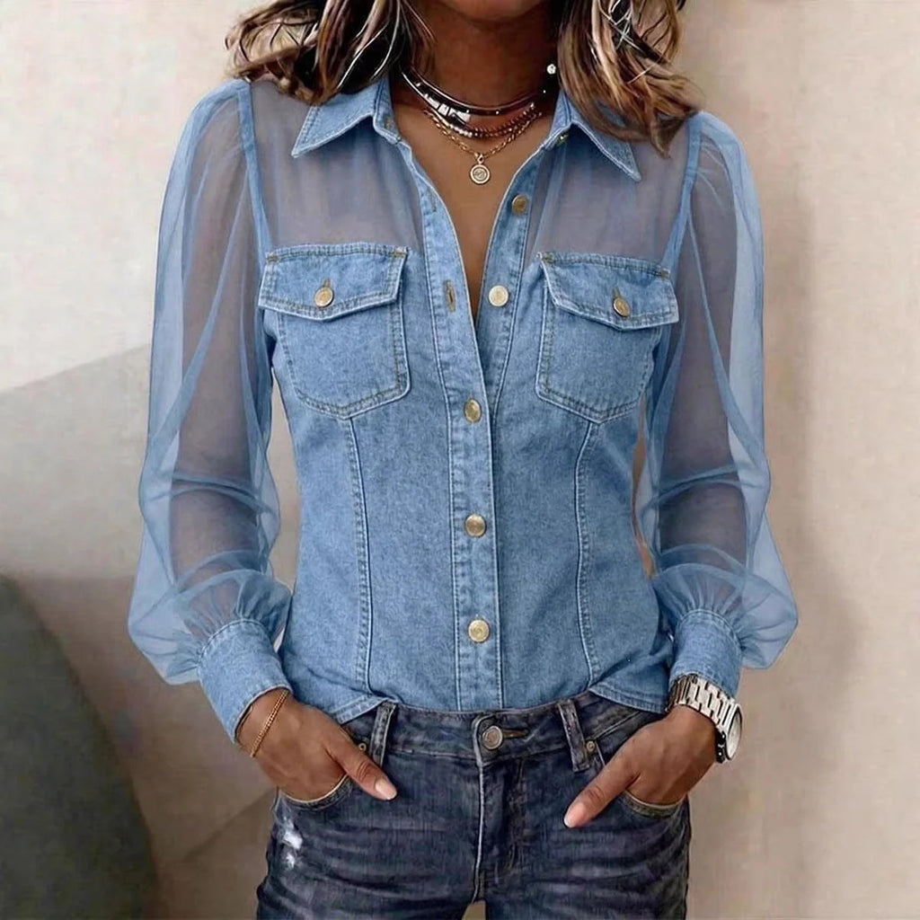 Blusa elegante con efecto vaquero