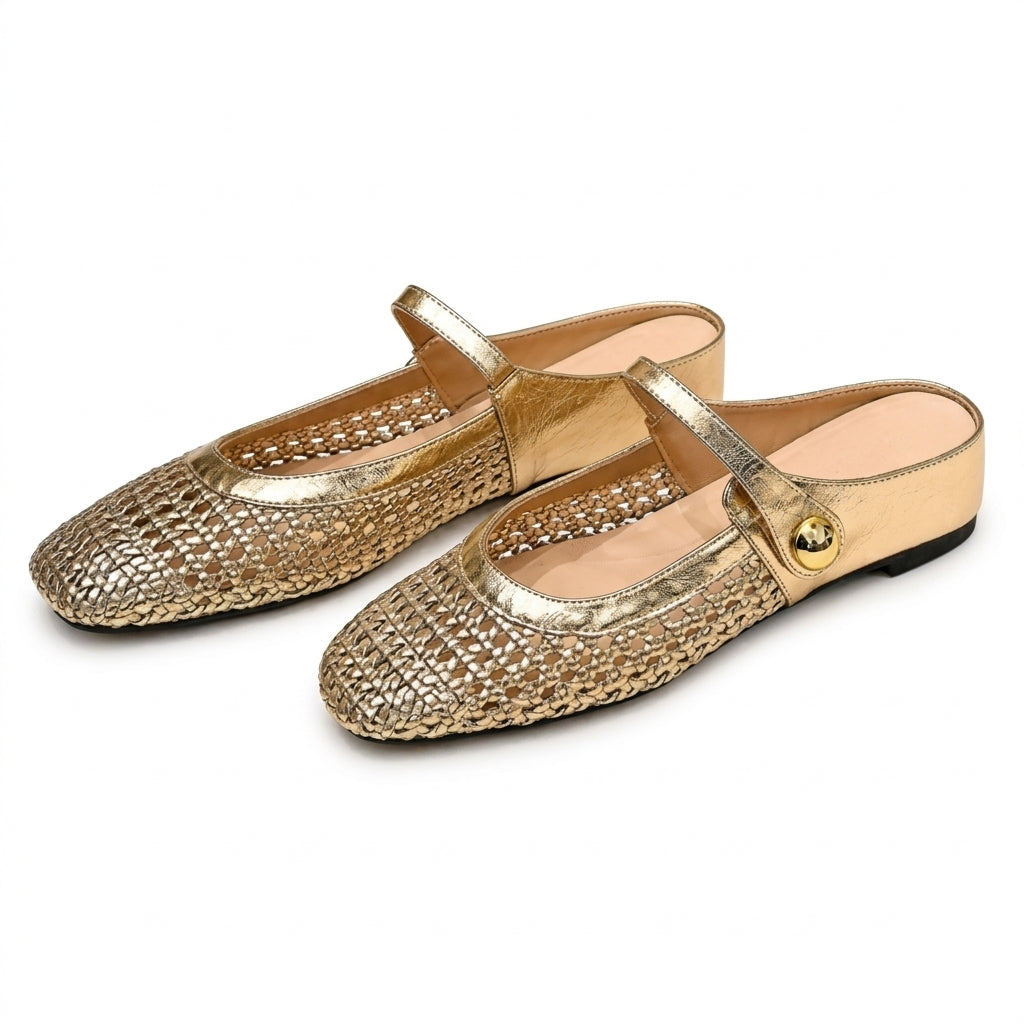 ZARA ™ ┃ Zuecos en Tejido Trenzado con Punta Cuadrada